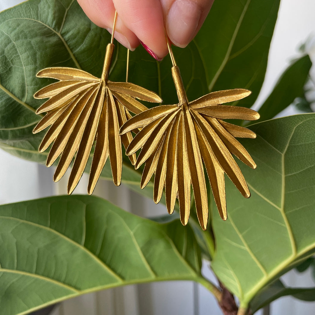 Aruba Gold Palm Leaf Earrings