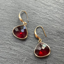 Load image into Gallery viewer, Maya Red Zircon Dangle Earrings