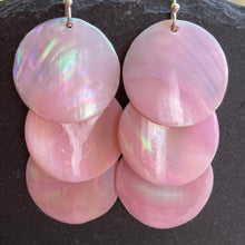 Load image into Gallery viewer, Iolani mother of pearl tiered dangle earrings in pink