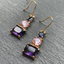 Load image into Gallery viewer, Analisa Blue and Purple Zircon Dangle Earrings