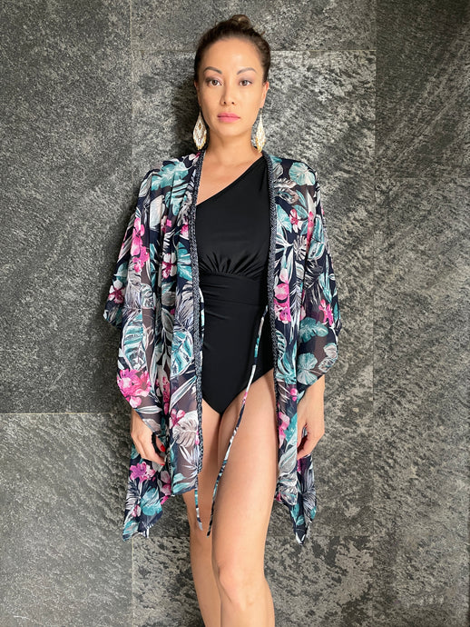 Alani Kaftan in Magenta Blossoms