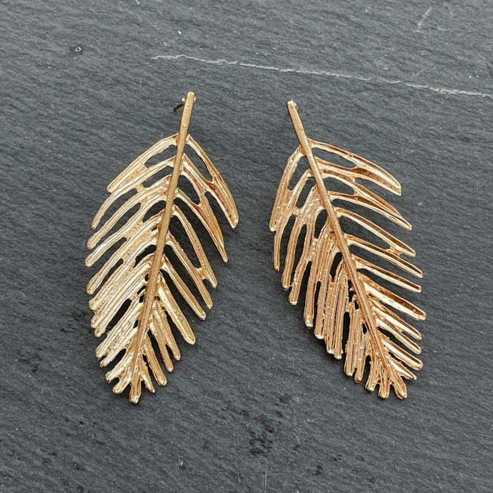 Kona Gold Palm Leaf Dangle Earrings