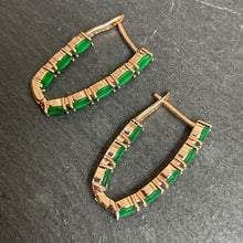 Load image into Gallery viewer, Zadie Green Zircon Oblong Hoop Earrings