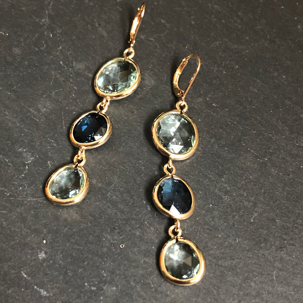 Inzia crystal dangle earrings in gray and blue