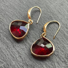 Load image into Gallery viewer, Maya Red Zircon Dangle Earrings