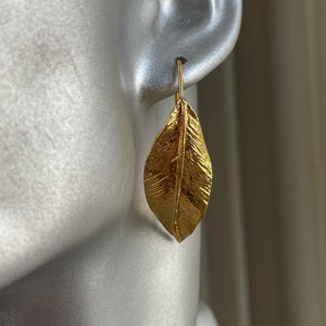 Gold leaf drop earrings sale