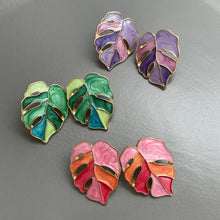 Load image into Gallery viewer, Carmel Monstera Leaf Earrings