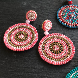 Lyana Handmade Beaded Earrings in Pink