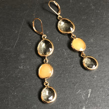 Load image into Gallery viewer, Inzia crystal dangle earrings in grey and yellow
