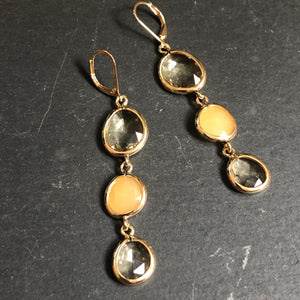 Inzia crystal dangle earrings in grey and yellow