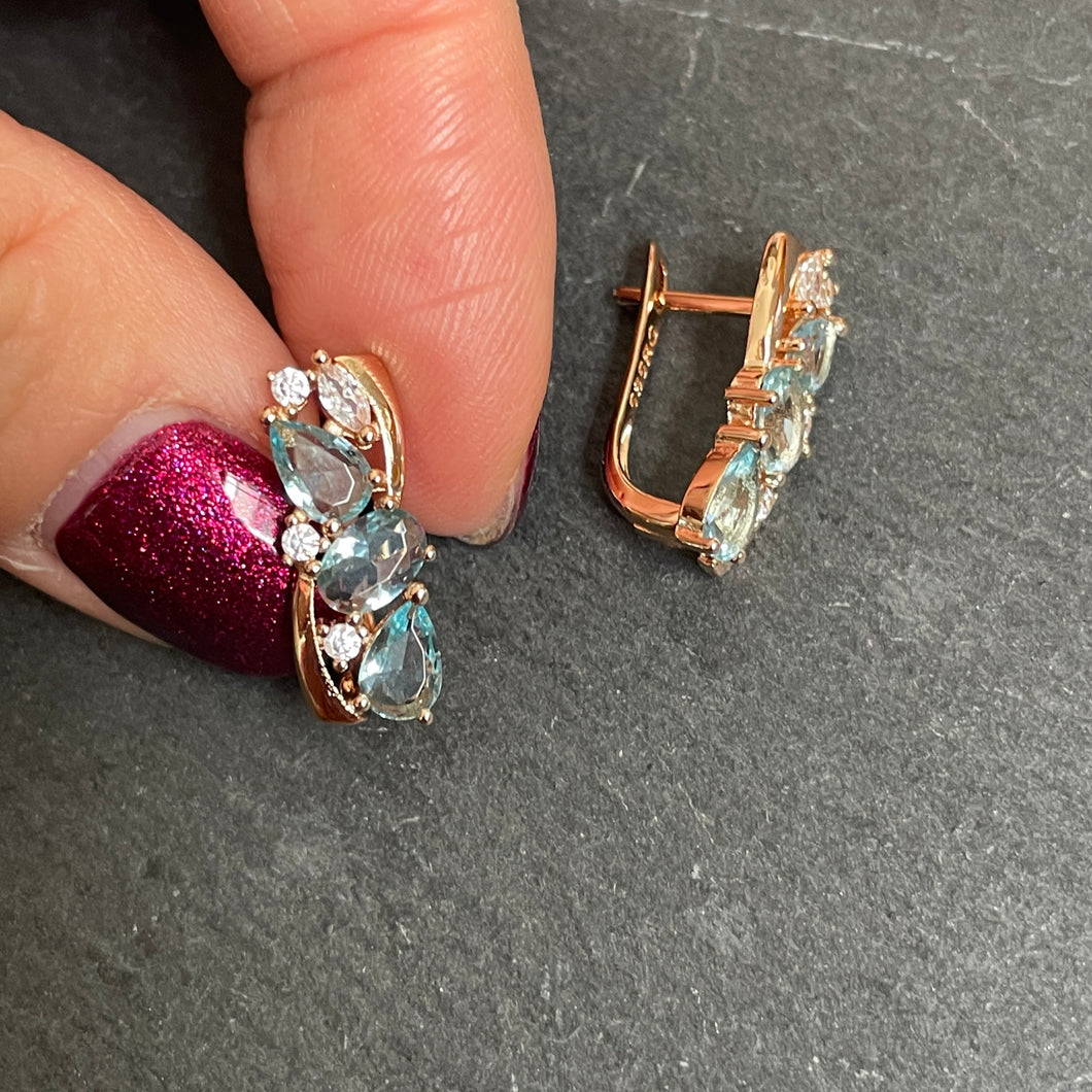 Aleta Aquamarine Blue Zircon Hoop Earrings
