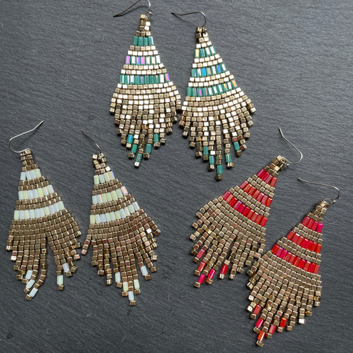 Olethea Handmade Beaded Dangle Earrings