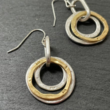Load image into Gallery viewer, Antonia Matte Gold and Silver Dangle Earrings