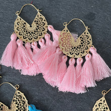 Load image into Gallery viewer, Deja Crescent Tassel Earrings