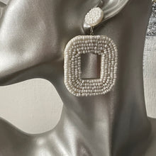Load image into Gallery viewer, Yelia handmade beaded bold coloured statement dangle earrings in white