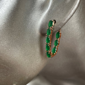 Zadie Green Zircon Oblong Hoop Earrings