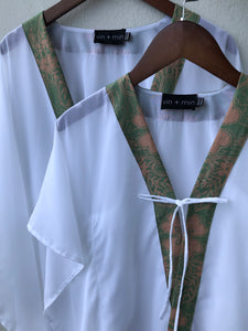 Onism collection white lurex chiffon batik trimmed kids beachwear resort wear beach kaftan