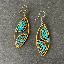 Load image into Gallery viewer, Hansa handmade turquoise gemstone and brass beads earrings