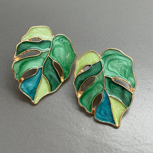 Carmel Monstera Leaf Earrings