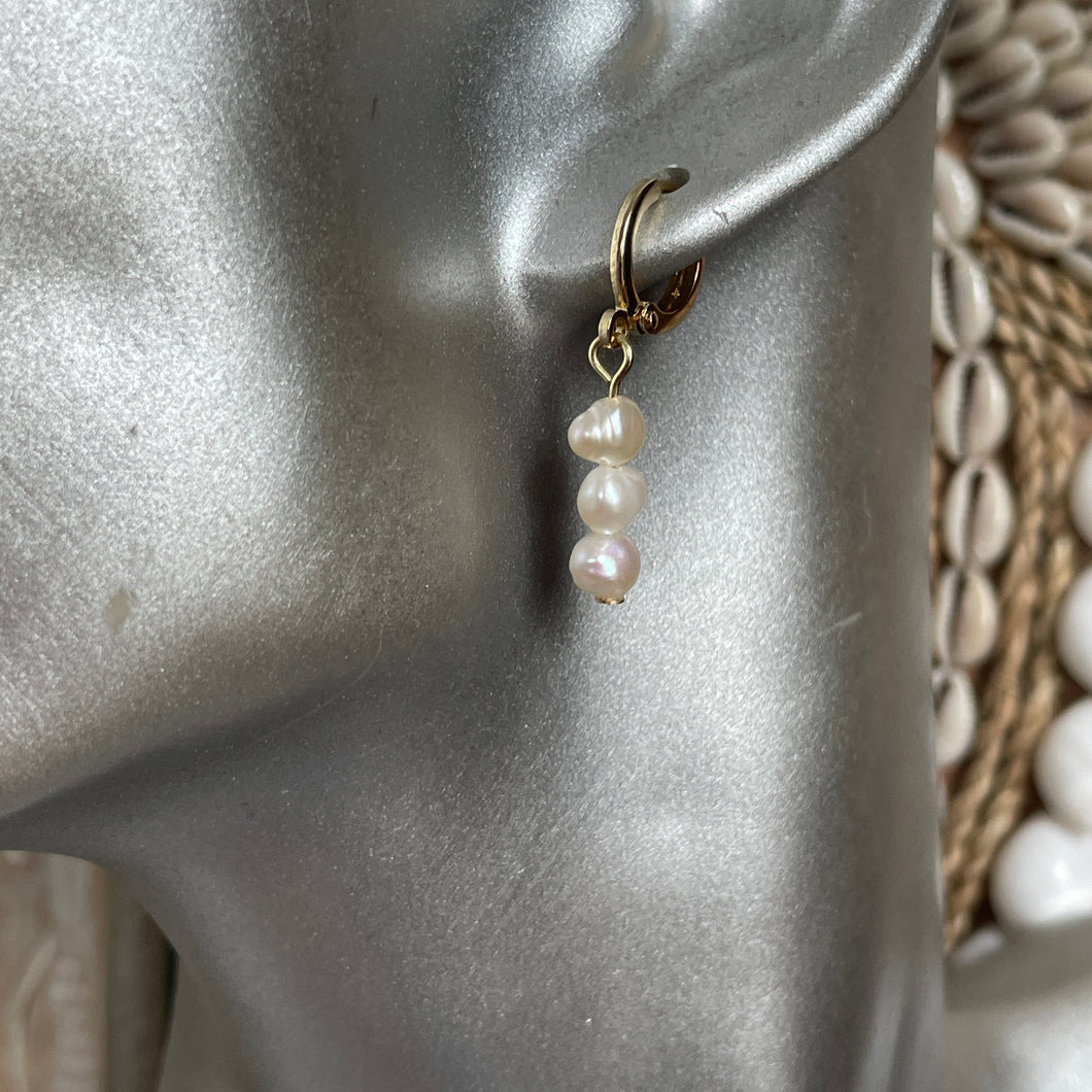 Amal Freshwater Pearl Huggie Dangle Earrings