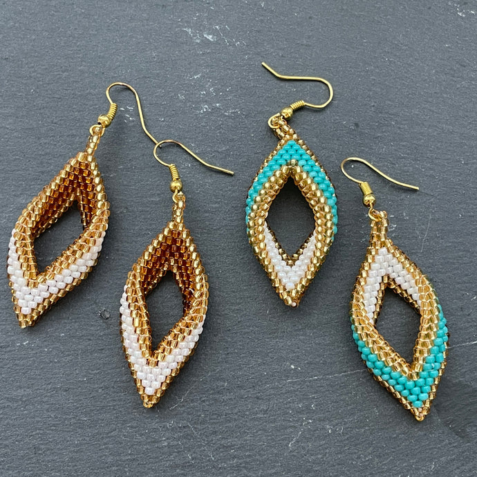 Setia Handmade Beaded Leaf Earrings