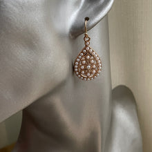 Load image into Gallery viewer, Lucia ethnic-inspired faux pearl gold tear drop dangle earrings