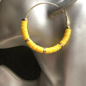 Zora handmade clay gold hoop earrings in yellow
