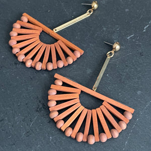 Raya Wooden Fan Earrings