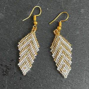 Eni Handmade Beaded Leaf Earrings