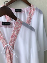 Load image into Gallery viewer, Onism collection white lurex chiffon batik trimmed kids beachwear resort wear beach kaftan in a matching mommy and me set
