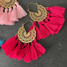 Load image into Gallery viewer, Deja Crescent Tassel Earrings