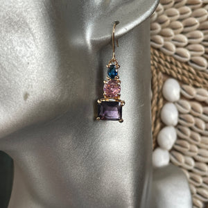 Analisa Blue and Purple Zircon Dangle Earrings