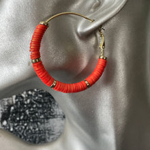 Load image into Gallery viewer, Zora Handmade Beaded Clay Hoop Earrings