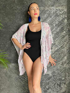 Luana blush floral kaftan with crystal trim petite womens beachwear resort wear beach kaftan in a mommy and me matching set