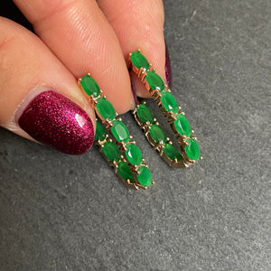 Zadie Green Zircon Oblong Hoop Earrings
