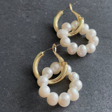 Load image into Gallery viewer, Cara Maxi Freshwater Pearl Cluster Hoop Earrings