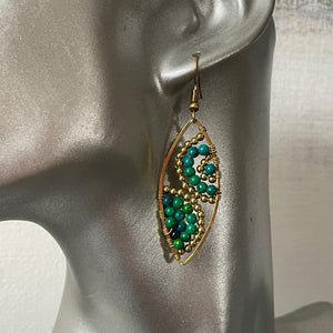 Hansa handmade malachite gemstone and brass beads earrings