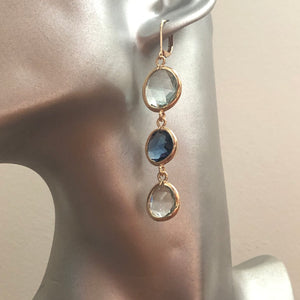 Inzia crystal dangle earrings in gray and blue