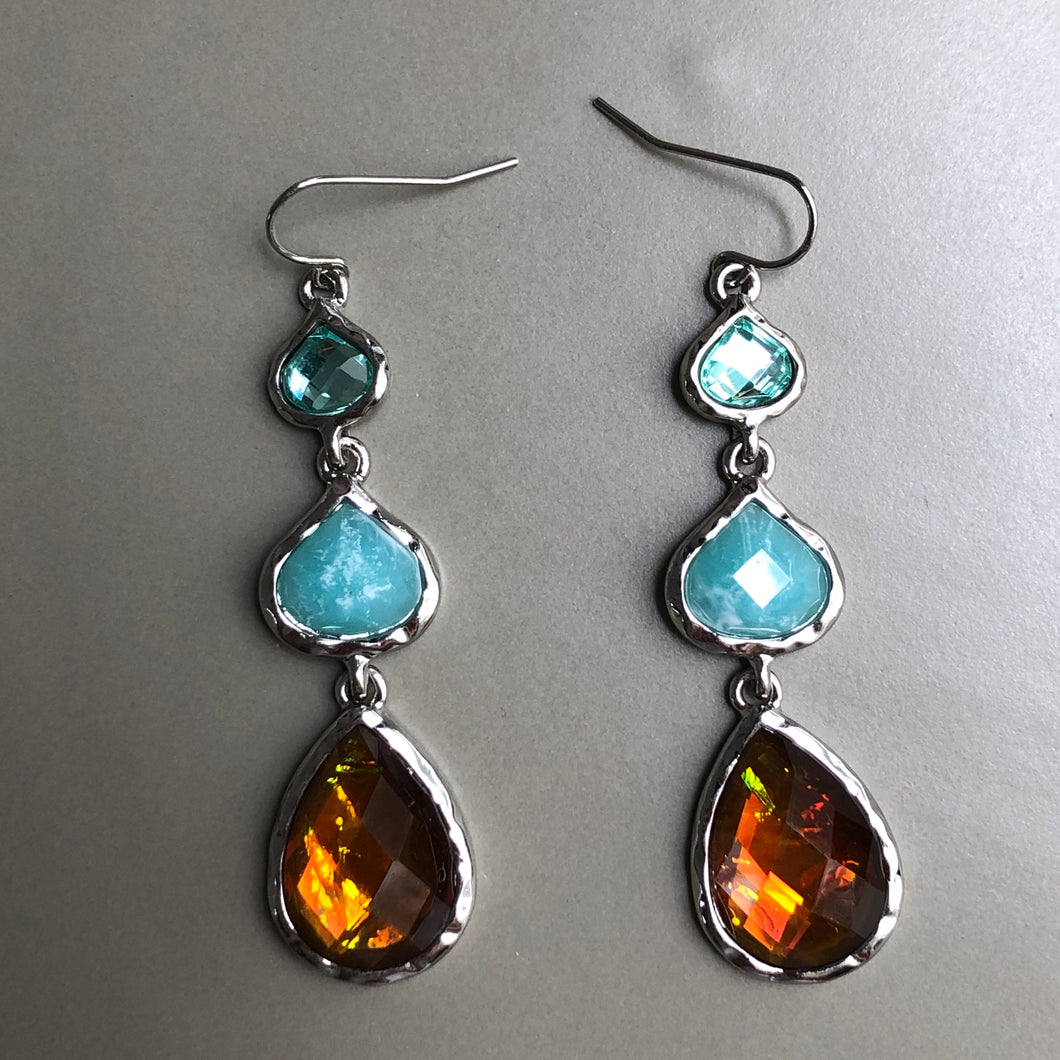 Halini crystal resin dangle earrings