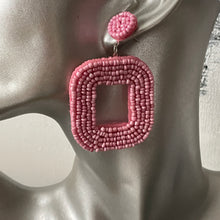 Load image into Gallery viewer, Yelia handmade beaded bold coloured statement dangle earrings in pink
