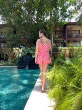 Load image into Gallery viewer, Ishani Co-ord Block Print Set in Coral &amp; Pink Leaf Motif