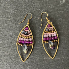 Load image into Gallery viewer, Lawana handmade purple crystal and natural stone earrings
