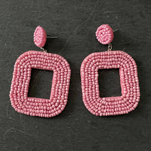 Load image into Gallery viewer, Yelia handmade beaded bold coloured statement dangle earrings in pink