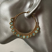 Load image into Gallery viewer, Boho handmade hand beaded gold hoop earrings