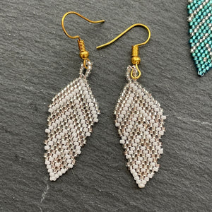 Eni Handmade Beaded Leaf Earrings