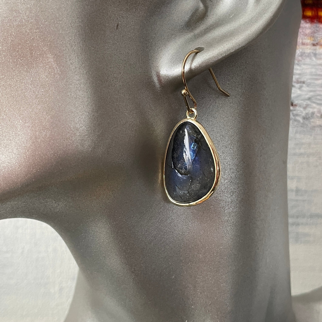 Labradorite gemstone dangle statement earrings