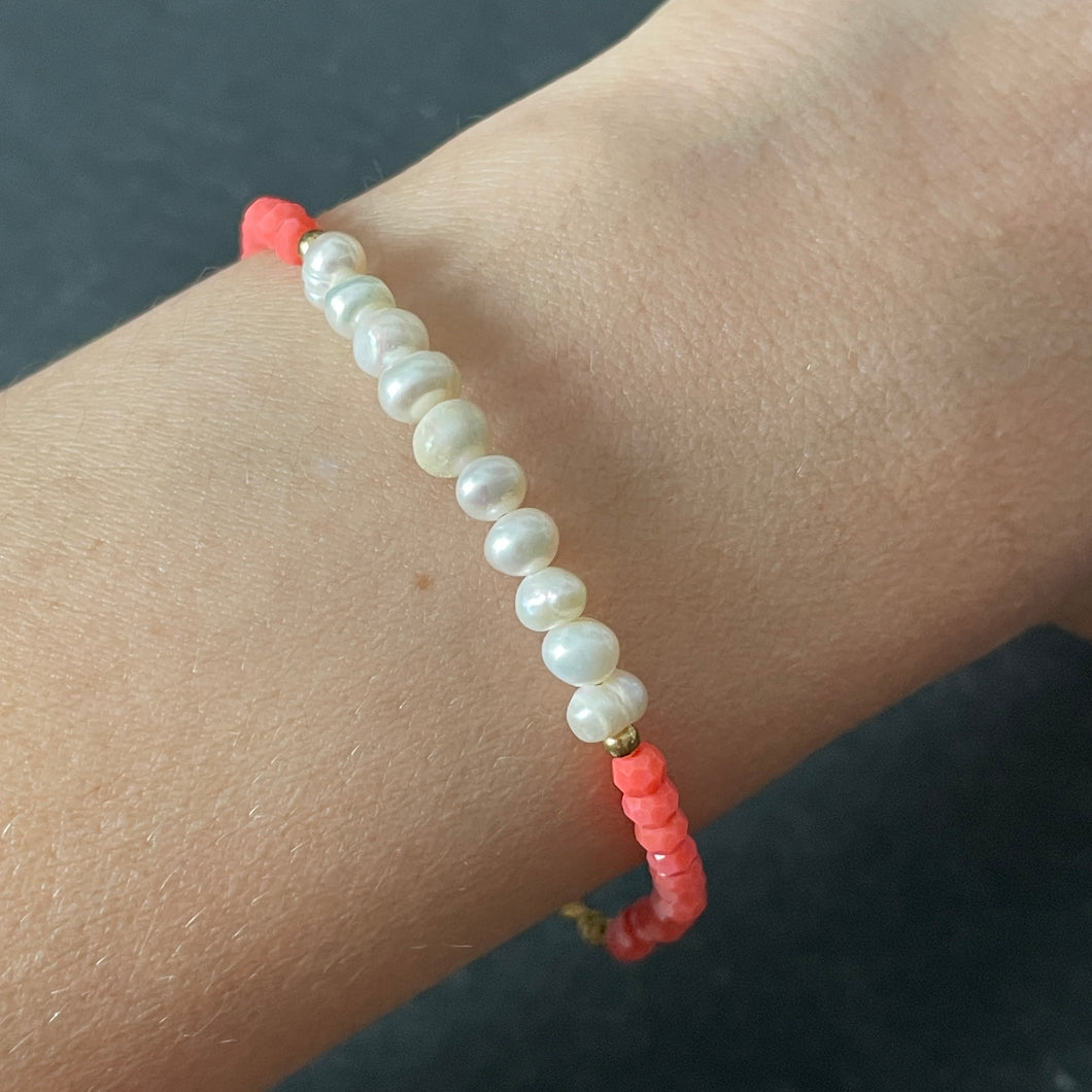 Suniva handmade coral crystal natural pearl bracelets