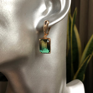 Tarali ombre crystal dangle earrings in green and yellow