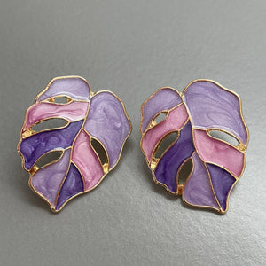 Carmel Monstera Leaf Earrings