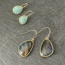 Load image into Gallery viewer, Labradorite gemstone dangle statement earrings